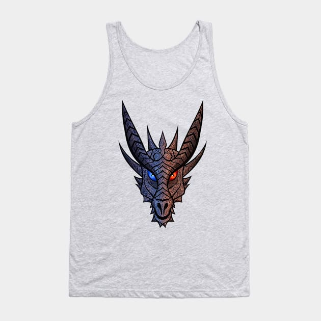 Red and Blue Dragon Face Tank Top by Teeziner